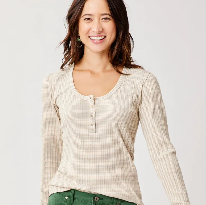 Comfortable Chic D Emma Top - lt. Khaki stripe