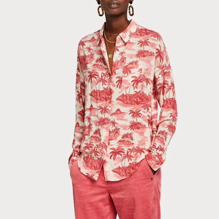 Polished Style Deals Tropical Print Shirt