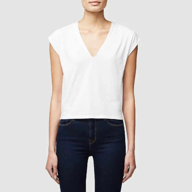 Sophisticated Street Style Offers Le High Rise V Neck (Blanc)