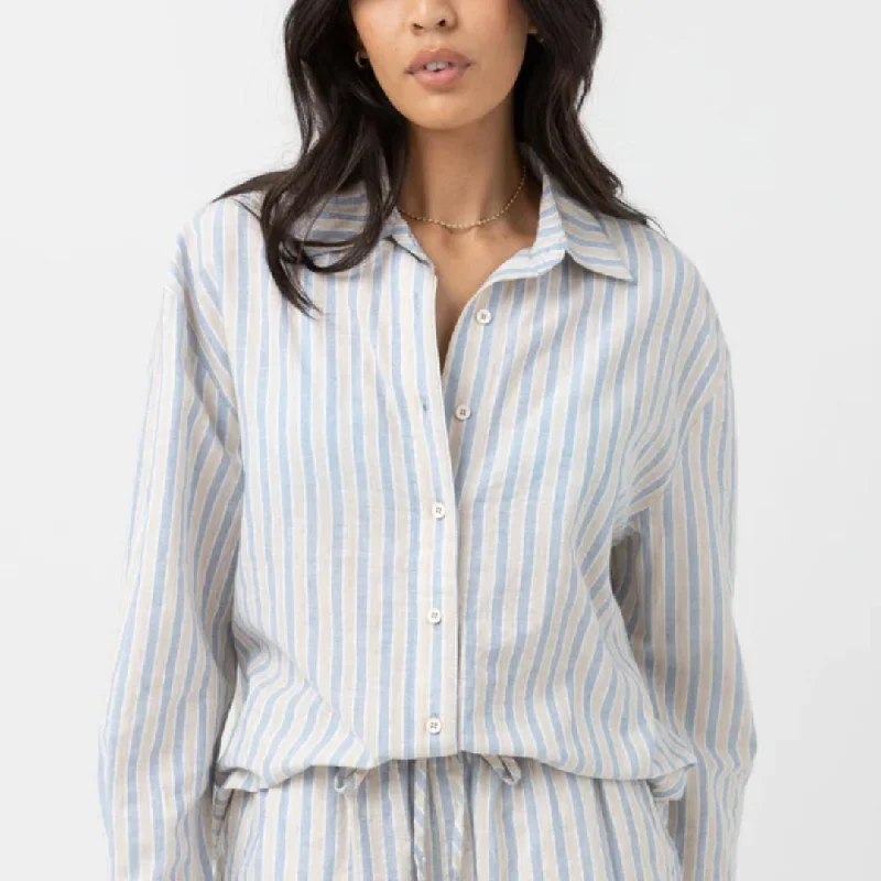 Step Ahead, Lead The Trend Amore Stripe Oversized Shirt (Blue Stripe)