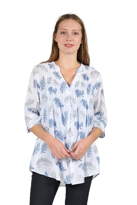 New Arrivals Pleat Front Printed Cotton Top