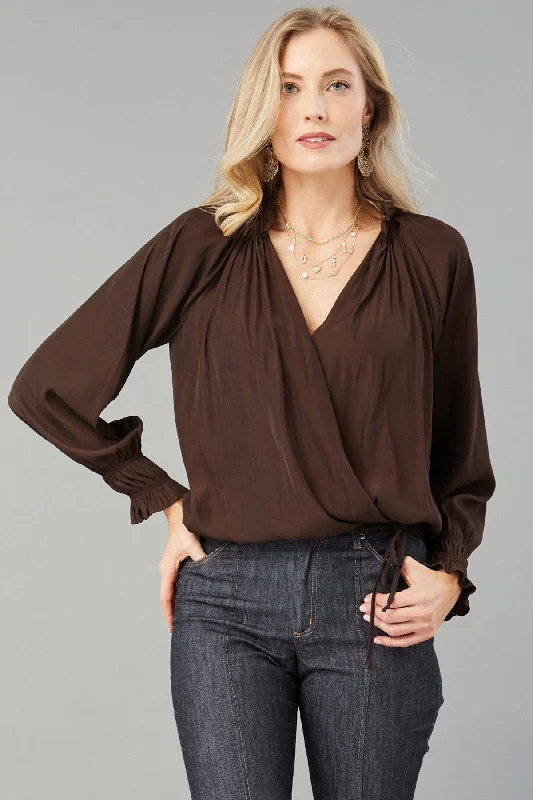 Top Brand Discounts Smocked Neck Wrap Top