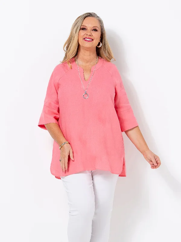 Trend Forward Threads Rosy Pink Linen Top