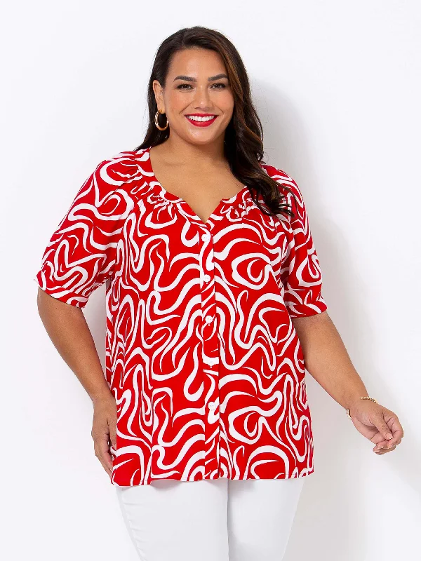 Shop Sales Red Squiggles Top