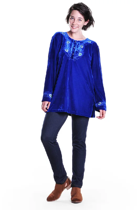 Street Chic Discounts Peacock Velour Top