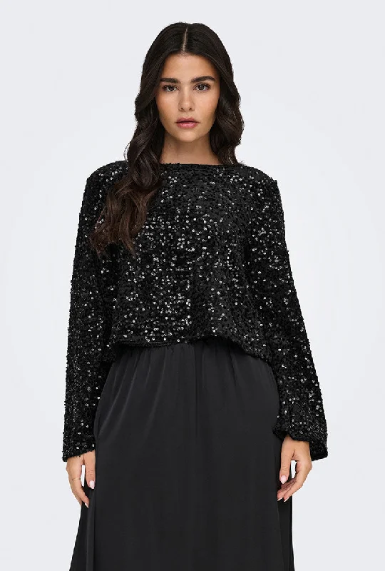 Smart Casual Deals JDY SARA LS BOW SEQUINS TOP