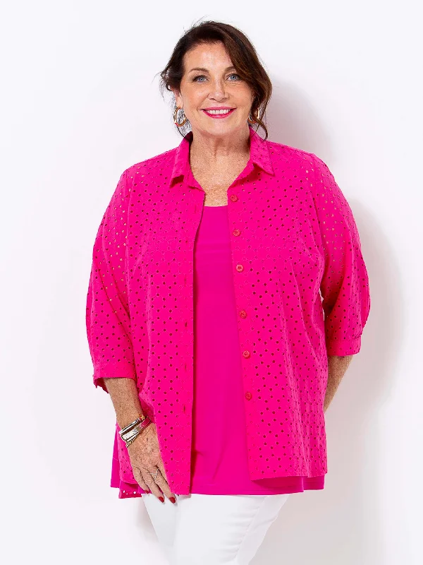 Limited Time Hot Pink Broderie Shirt