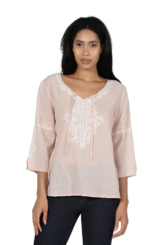 Comfortable Chic Embroidered Bell Sleeve Top