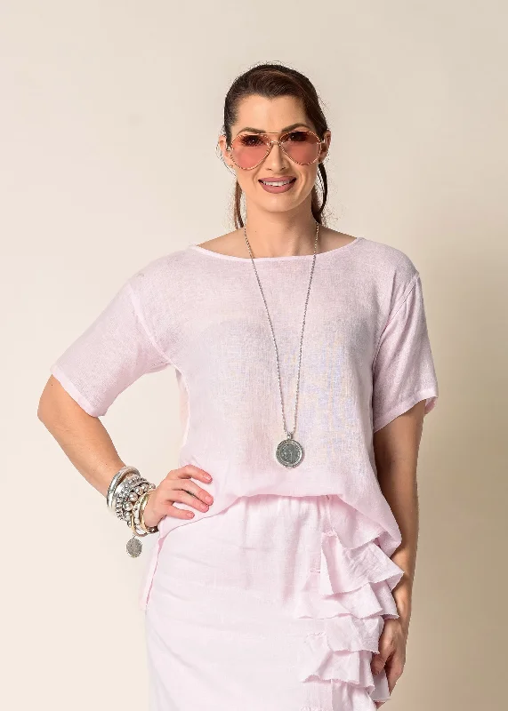 Explore What's New Lainey Linen Top in Blush