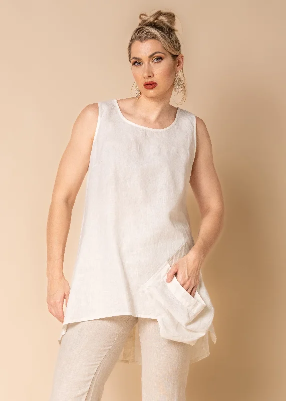 Sleek Style Discounts Joyce Linen Blend Top in Cream