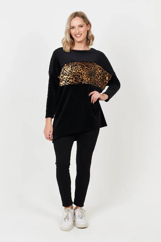 Top Brand Discounts Saloos Velvet Animal Print Panel Design Top