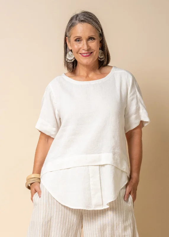 Premium Style Offers Talulla Linen Top in Cream