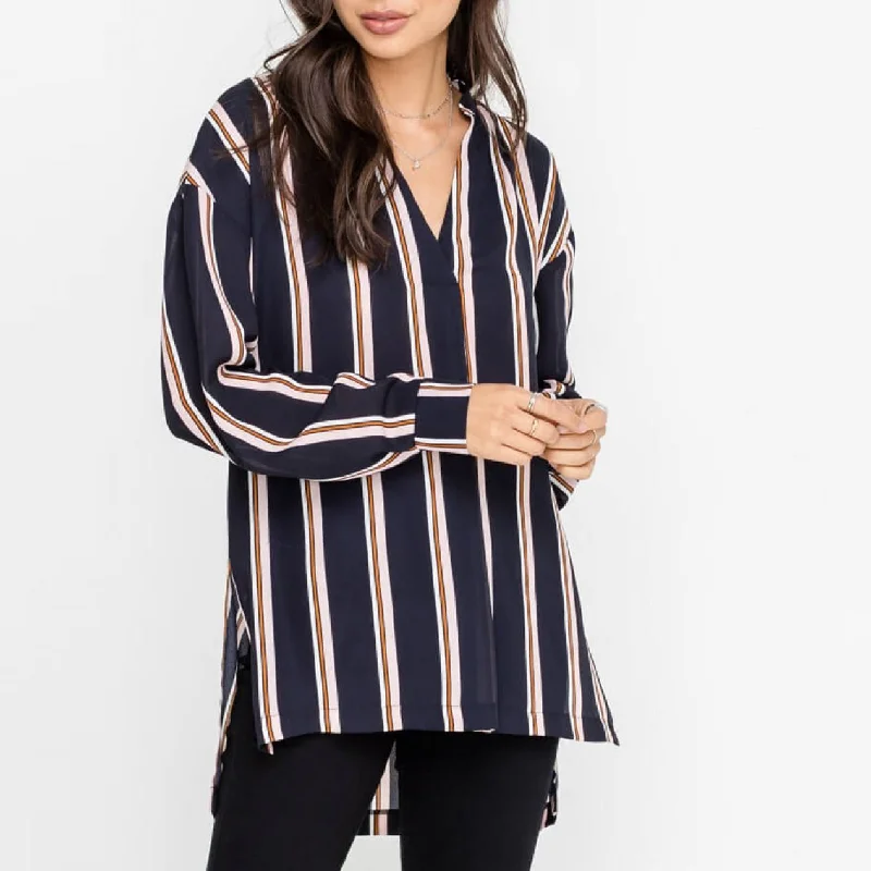 Trendy Fashion Sale Long Striped Woven Top