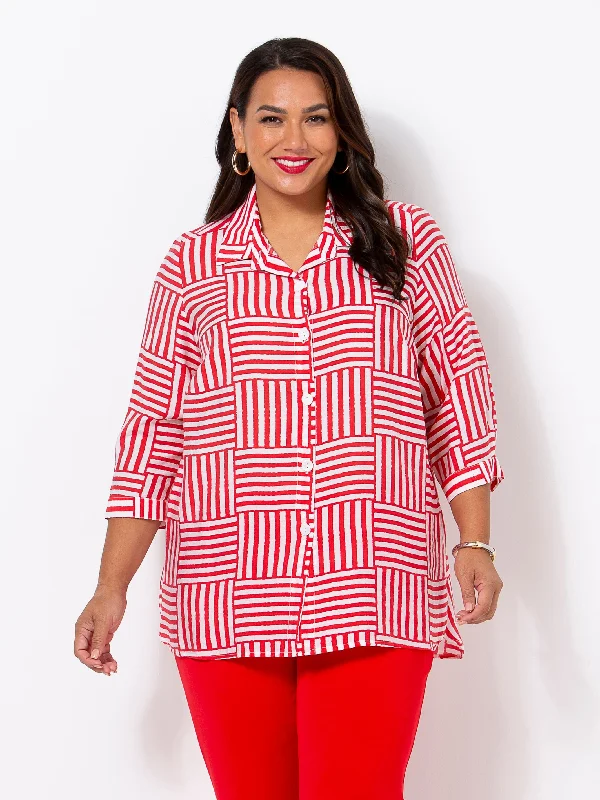 Exclusive Discounts Red Grid Shirt