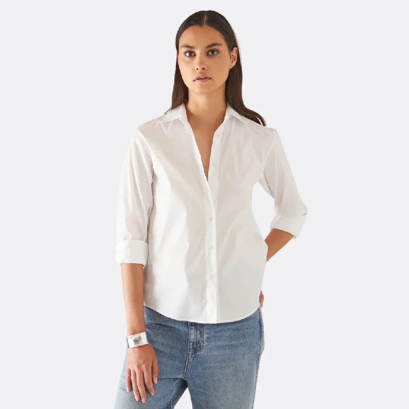 Edgy Fashion Deals Cotton Stretch Classic Shirt (White)