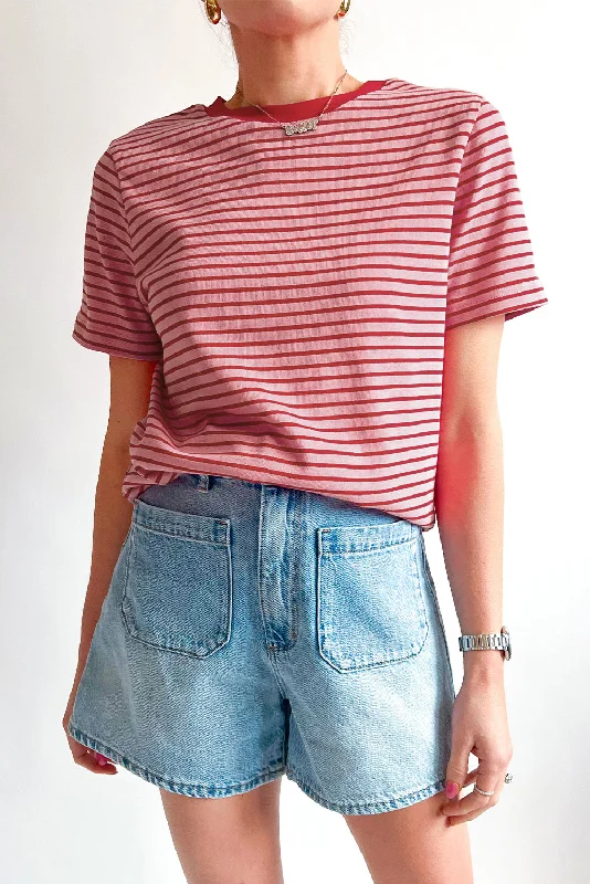 Refined Fashion Sale Stripe Crew Neck Casual T Shirt