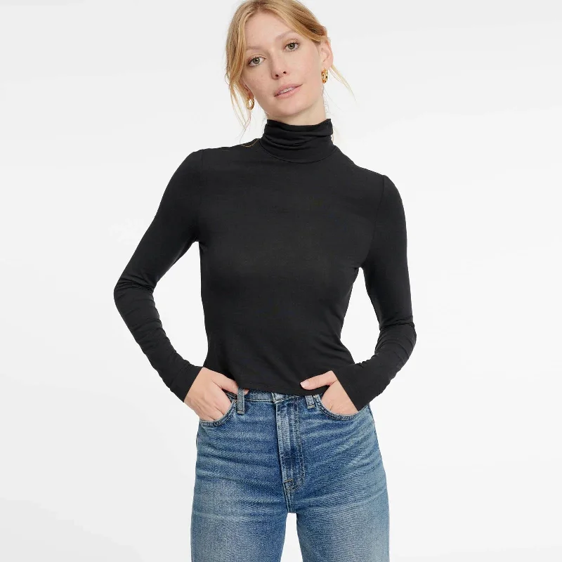 Budget Friendly Everywhere LYR Ruched Turtleneck (Black)