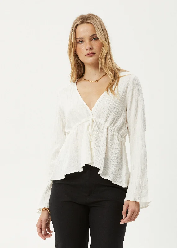 Modern Chic Discounts AFENDS Womens Focus - Seersucker Tie Top - Off White