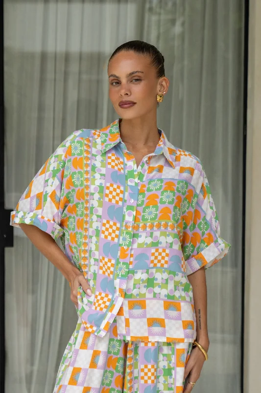 Limited Time Offers Annelie Multicolour Abstract Tile Shirt