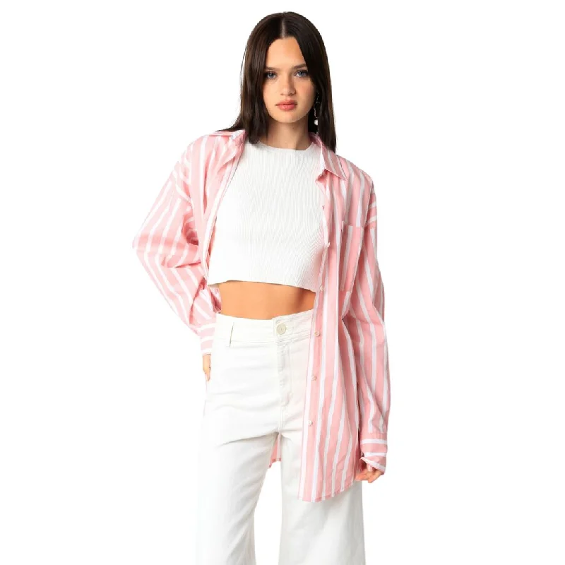 Premium Fashion Tricia Stripe Shirt (Pink Stripe)