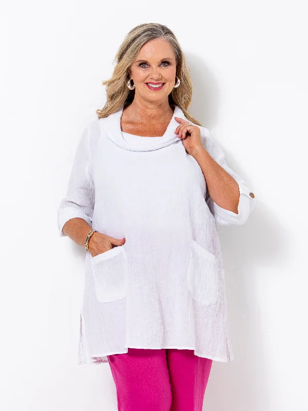 Discover Now Crinkle Linen Cowl Top