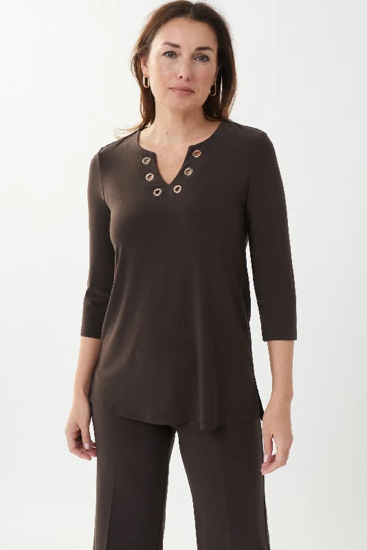 Style Revolution Joseph Ribkoff Mocha Top - 223283 (T)