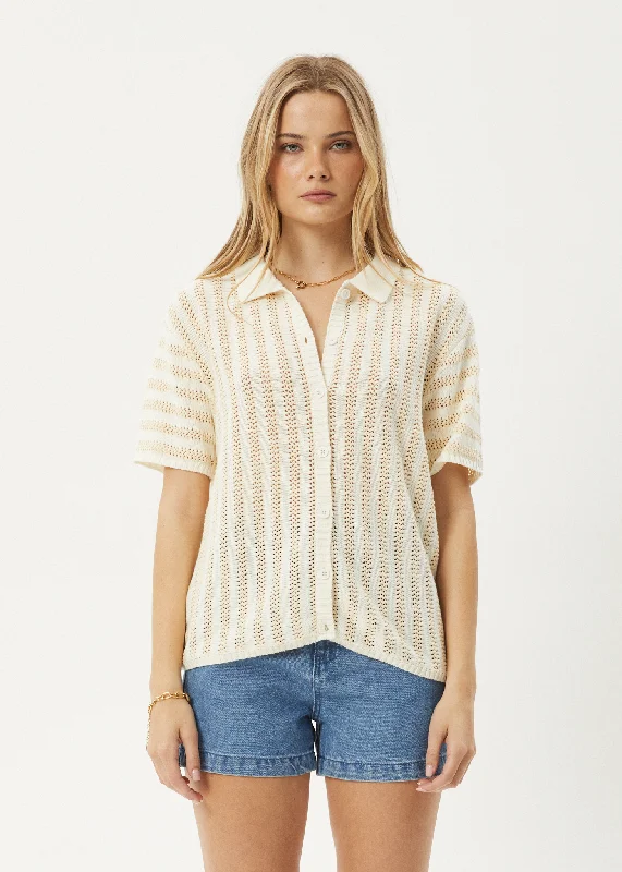 Trend Alert AFENDS Womens Claudia - Knit Shirt - White / Sand