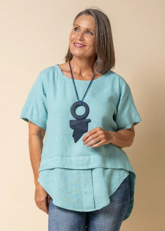 Massive Selection Sale Talulla Linen Top in Aqua Mist