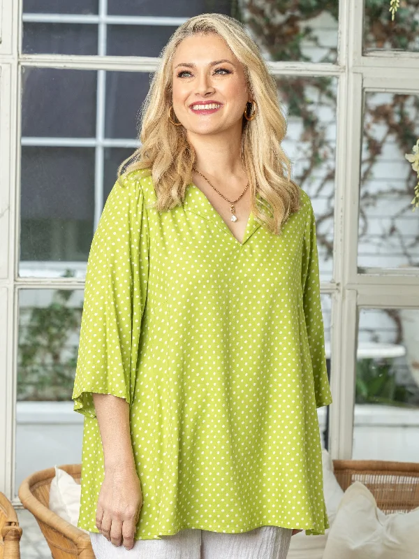 Trendy Fashion Sale Lime Spot Top