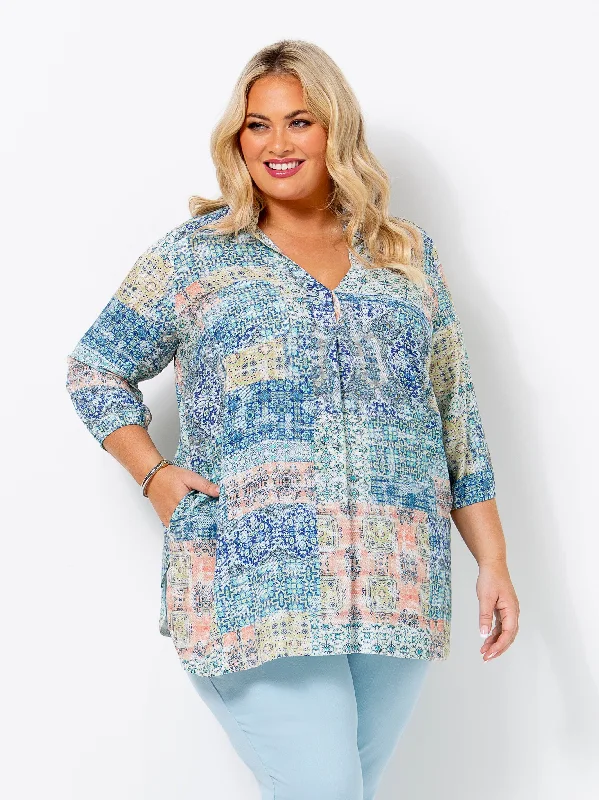 Huge Discounts This Week Blue Alma Collar Top