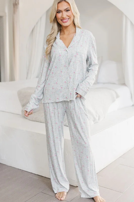 Huge Price Cut Classically Coquette Light Blue Floral Bamboo L/S Pajama Set