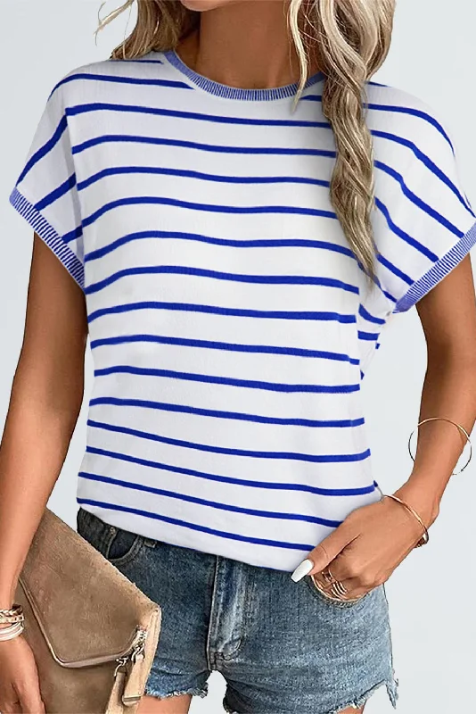 Trendy Looks On Sale Stripe Knitted Bat Sleeve T Shirt