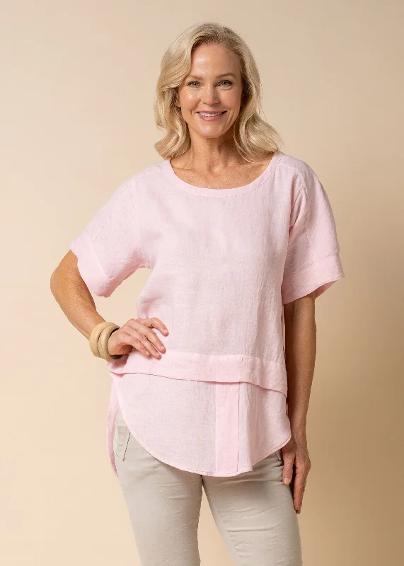 Elevated Casual Discounts Talulla Linen Top in Blush