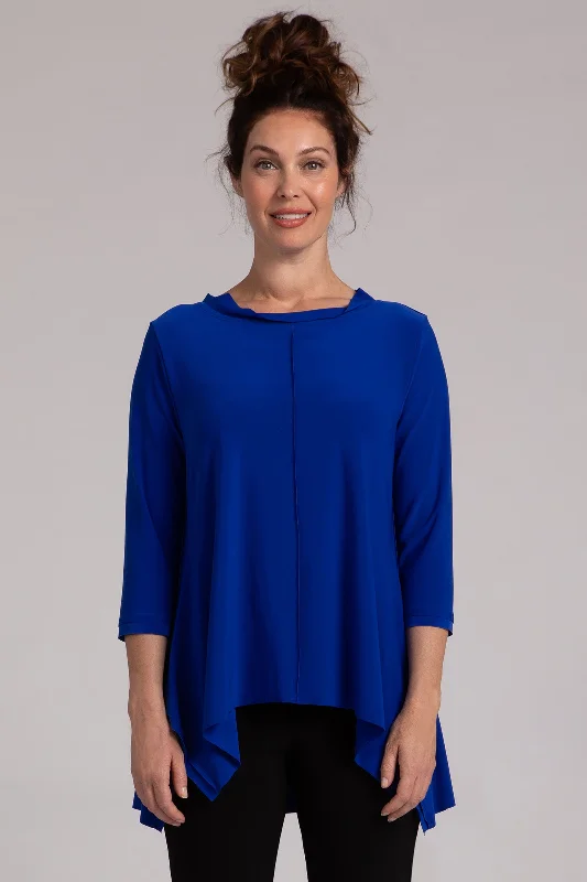 Discover Promotions Flounce Top with Wide Funnel Collar | Lapis