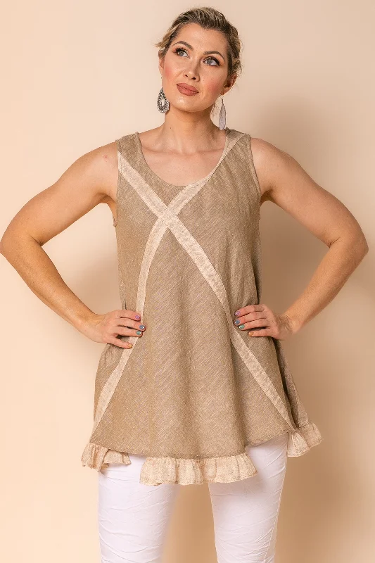 Contemporary Fashion Sale Bethany Linen Blend Top in Desert