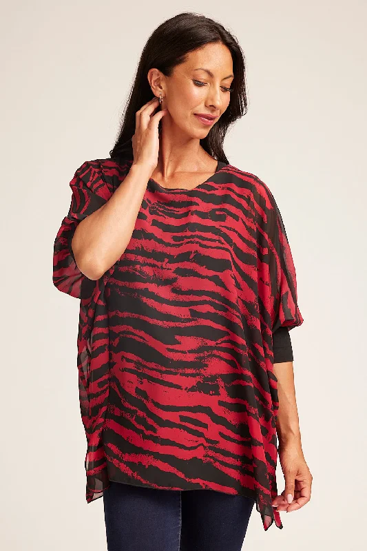 Bold Fashion Sales Saloos Elegant Double Layer Top with Contrasting Cuffs