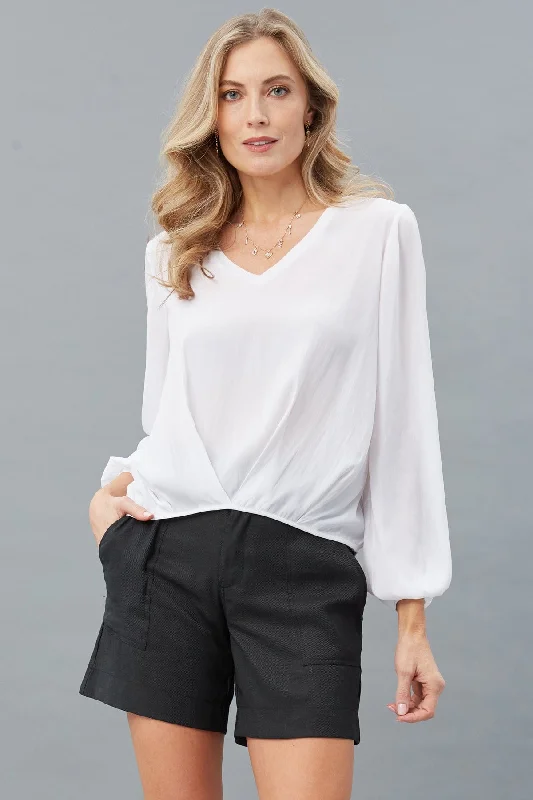 Holiday Attire Sale Distressed Satin V-Neck Top