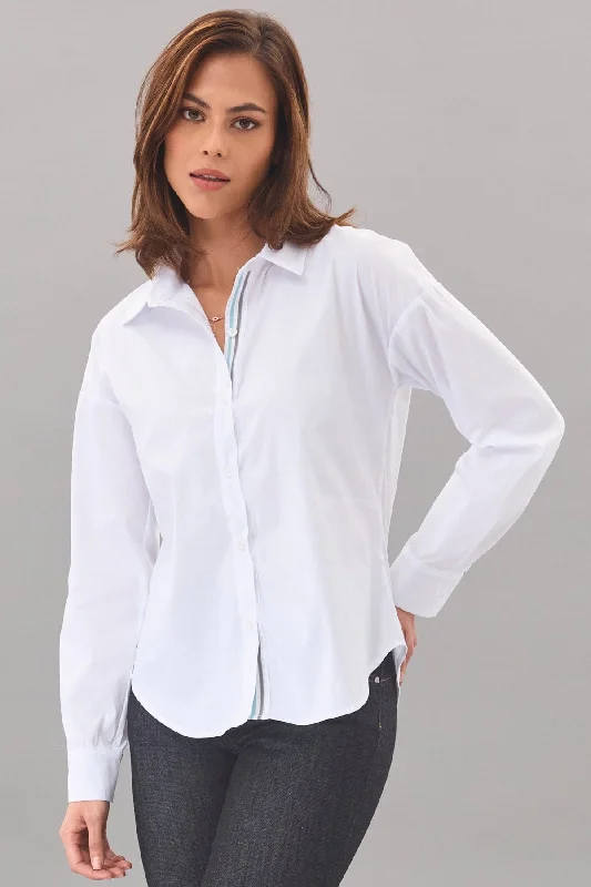 Gift Ideas Stretch Poplin Ribbon Shirt