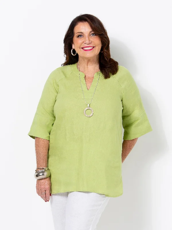 Hot Styles Pear Linen V-Neck Band Top