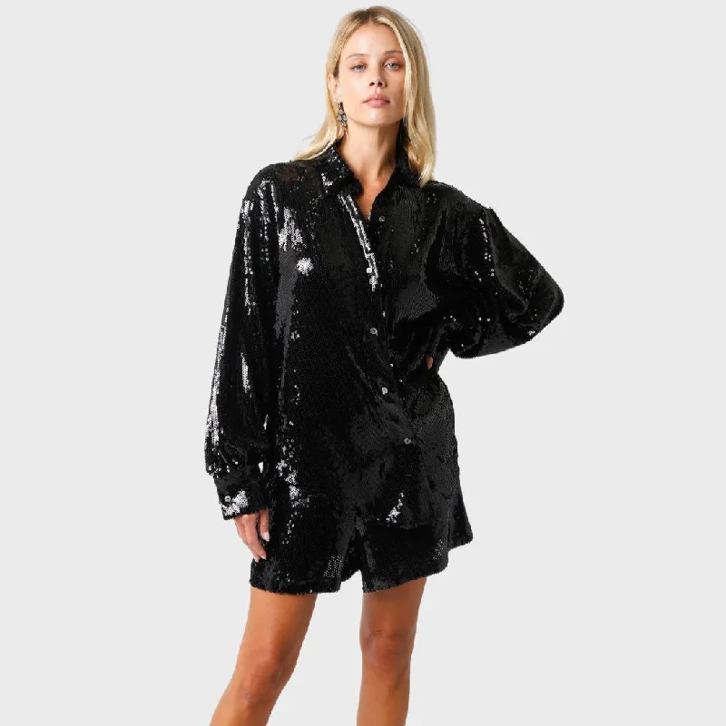 Hot Picks Peggy Sequin Shirt (Black)