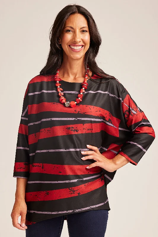 Sleek Style Discounts Saloos Asymmetrical Stripes Dolman Sleeve Top