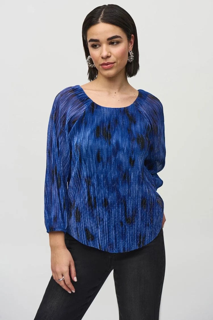 Seasonal Style Discounts Joseph Ribkoff Pleated Knit Abstract Print Flared Top - 244105