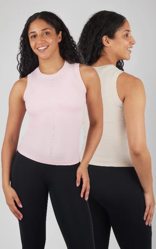 Women's Athletic Garments 2 Pack Seamless Bridgett Slim Fit High Neck Tank