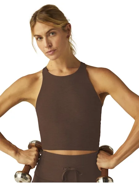 Women's Athletic Garments Beyond Yoga ReFocus Cropped Tank - Mocha