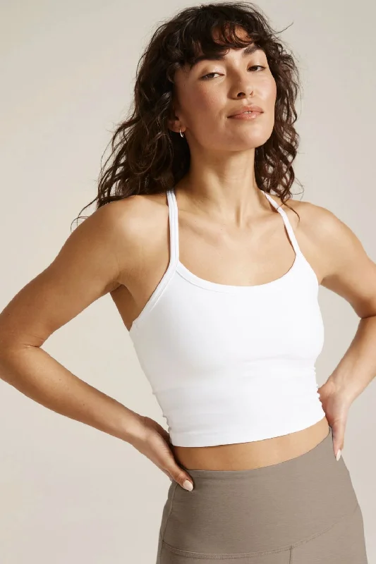 Timeless Women's Apparel Beyond Yoga Slim Racerback Cropped Tank - White