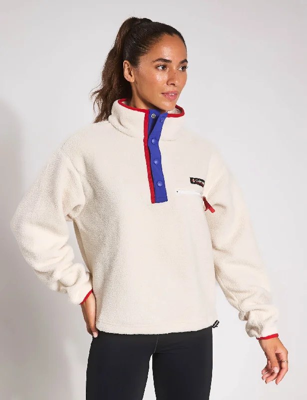 Women's Functional Outfit For Outdoor Activities Helvetia II Cropped Sherpa Half Snap Fleece - Chalk