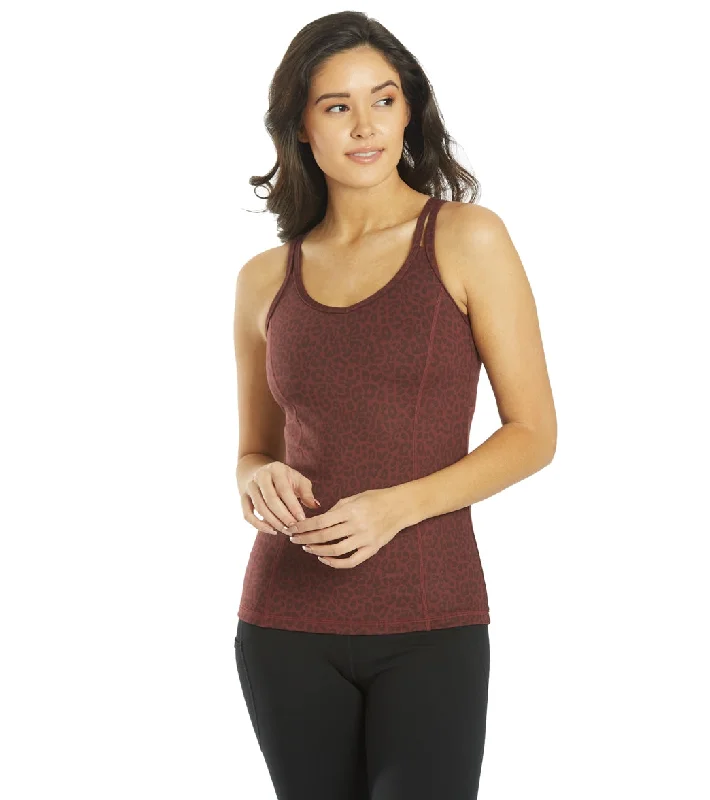 Formal Attire For Women Everyday Yoga Radiant Cheetah Strappy Back Support Tank Burgundy Cheetah