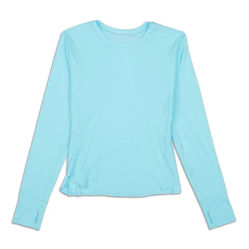 Women's Stylish Vacation Attire Fold-Over Running Long-Sleeve Shirt - Resale