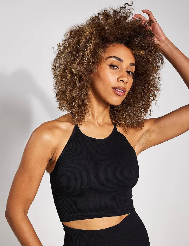 Women's Evening Garments Cropped Run Tank - Black