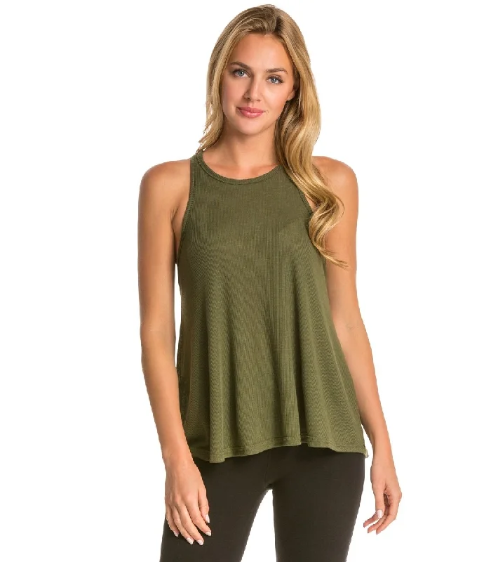 Vintage-Inspired Garments Free People Slub Long Beach Tank  Dark Olive